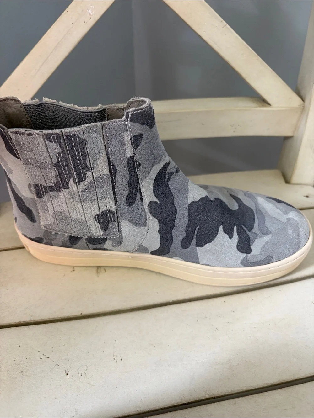 J Slides Grey Camo Slip-On Chelsea Sneakers